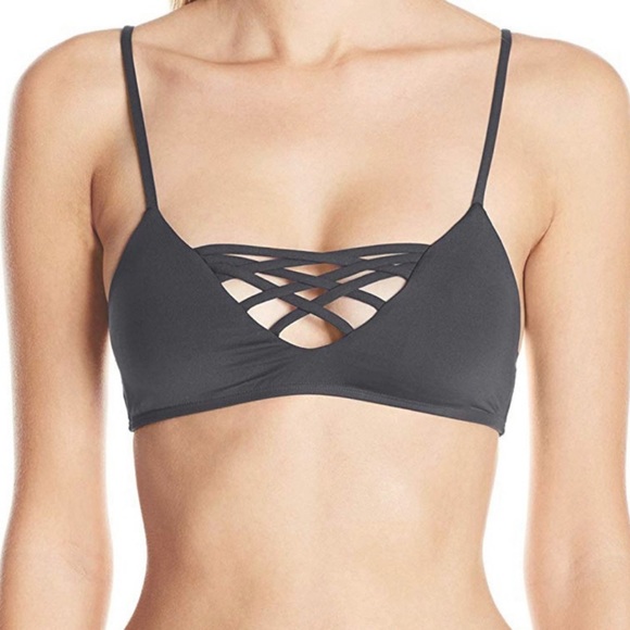 NWT L*Space Jamie Bikini Top in Grey Charcoal - Picture 1 of 5